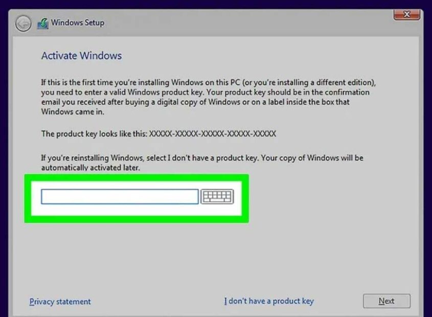 Activate Windows: Asking for typing product key